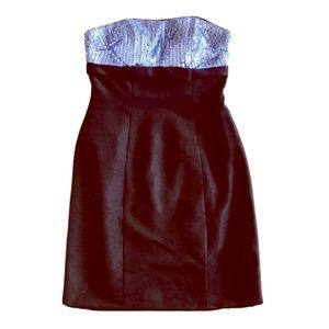 Karishma Strapless Blue Sequin/Black Dress Size 6